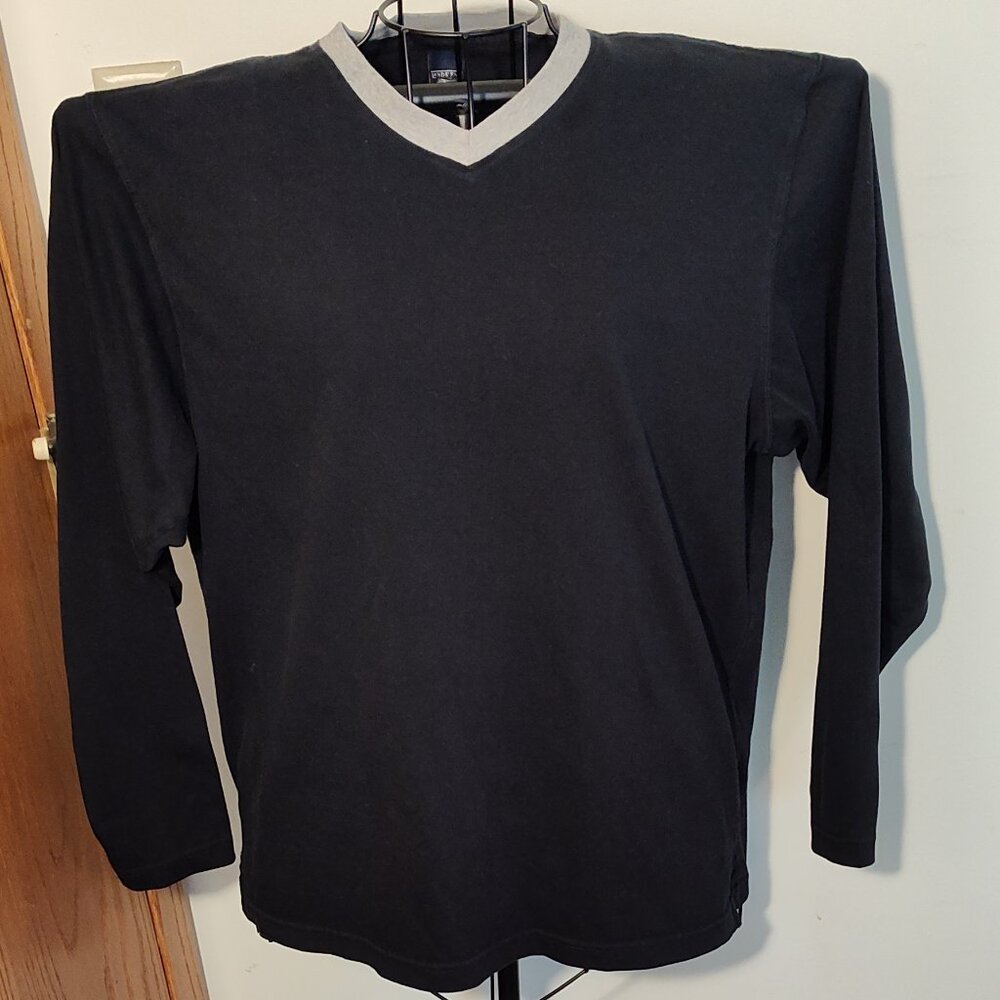 Land's End black & gray boy's long sleeve shirt, Very Good cond., size L (14-16)